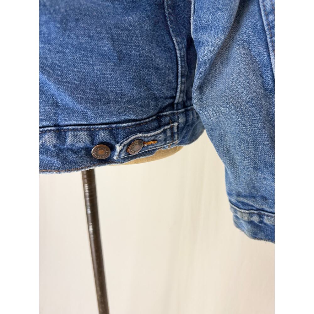 90's Vintage WRANGLER Sherpa Lined Denim Jacket Men's Trucker MEDIUM #0101 - Picture 14 of 16